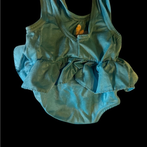Blue Ruffled Swimsuit with Gold Accent for little girl - Picture 2 of 3